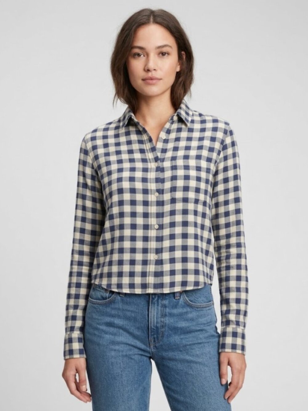 Ralph Lauren Denim & Supply | Buffalo Check Plaid Navy & Cream Button Down Top |